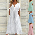 🏖️【S-3XL】2026Noua rochie midi din dantela plisata simpla