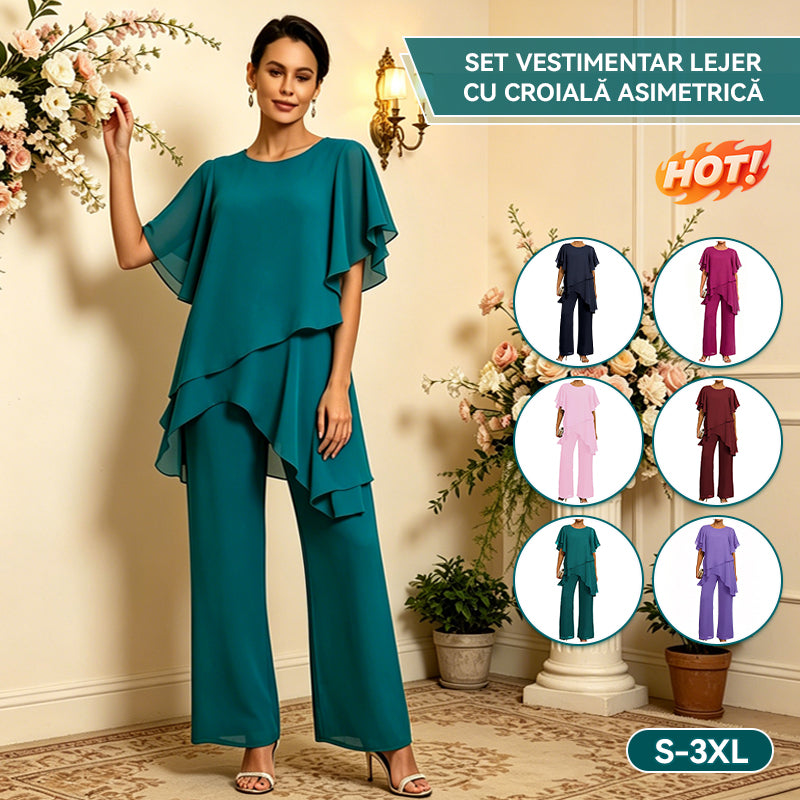 🍃Compleu elegant din șifon asimetric