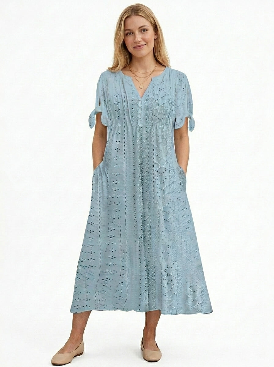 🏖️【S-3XL】2026Noua rochie midi din dantela plisata simpla